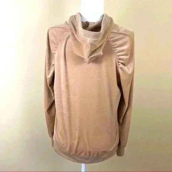 Jane and Delancey Tan Velvet Rouged Shoulder Long Sleeve Hoodie Size M - Picture 8 of 12